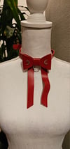 Red Leather Bow Choker