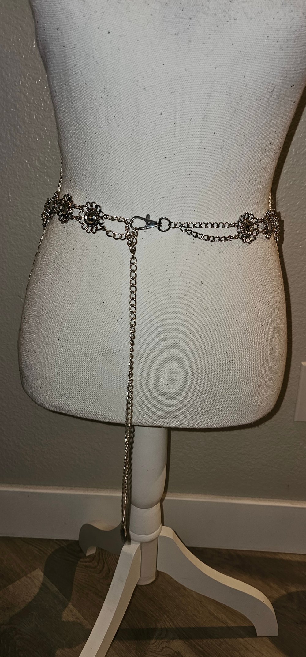 Extravagant Heavy Silver Belt with Rhinestones