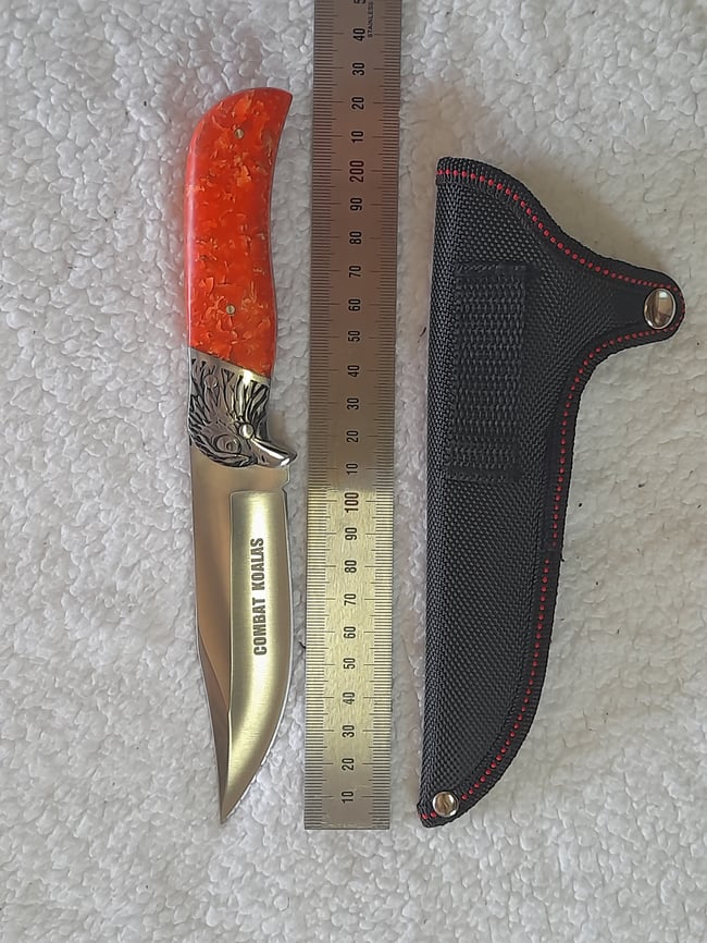 Fixed Knife Glow in the Dark with Nylon Sheath for Camping Hunting Light Absorbing Resin