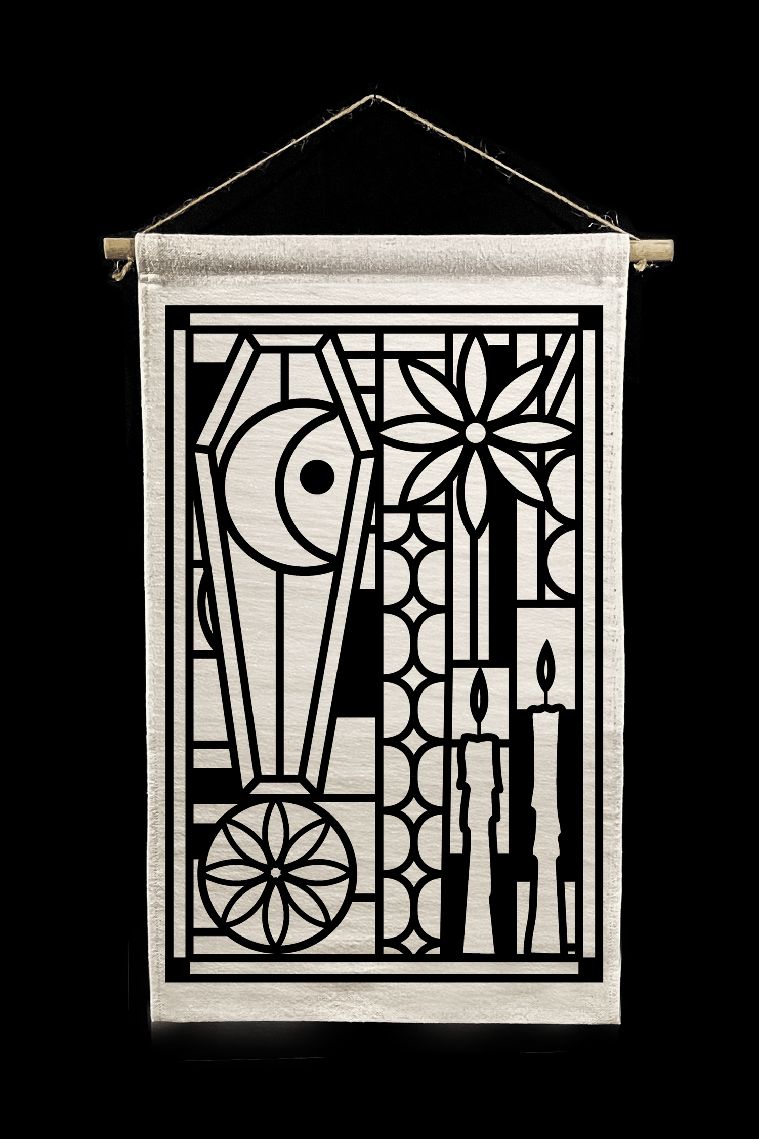 Moonlight Coffin - Stained Glass Pattern - Canvas Tapestry