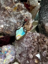 Image 2 of Antique Copper Labradorite with Pink Tourmaline Pendant 
