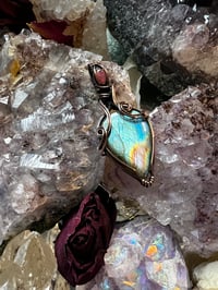Image 3 of Antique Copper Labradorite with Pink Tourmaline Pendant 
