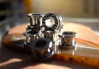 Image 1 of Hammered Silver Stainless Steel Tunnels - Silver - Gauge Jewellery for Stretched Ears - Tunnels Plug