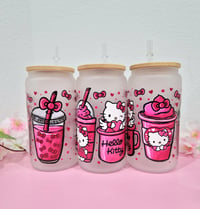 Image 2 of Hello Kitty Cocktails Trinkglas mit Strohhalm und Deckel, 16 Oz