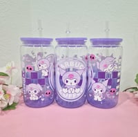 Image 2 of Kuromi Starbucks pastell Trinkglas mit Deckel & Strohhalm 16 Oz