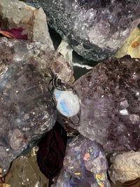 Image 2 of Antiqued Copper Rainbow Moonstone Pendant