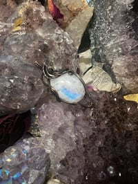 Image 3 of Antiqued Copper Rainbow Moonstone Pendant