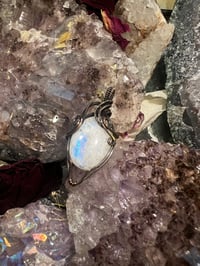 Image 4 of Antiqued Copper Rainbow Moonstone Pendant