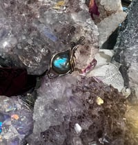 Image 1 of Dainty Antiqued Copper Labradorite Pendant