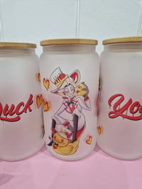 Image 4 of Lucifer Trinkglas mit Deckel & Strohhalm, 16 oz, Hazbin Hotel