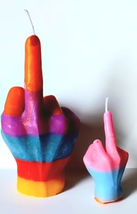 Image 1 of SMALL RAINBOW HAND CANDLE 