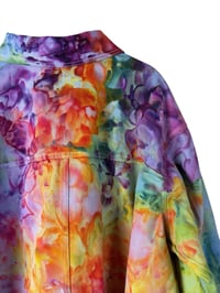 Image 9 of 1X PLUS 100% Cotton Oversized Chore Coat in Spring Bloom Watercolor Ice Dye