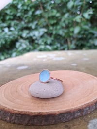 Image 1 of Light blue enamel and copper ring *Reserved for Mary*