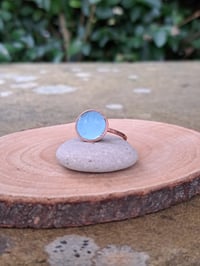 Image 2 of Light blue enamel and copper ring *Reserved for Mary*