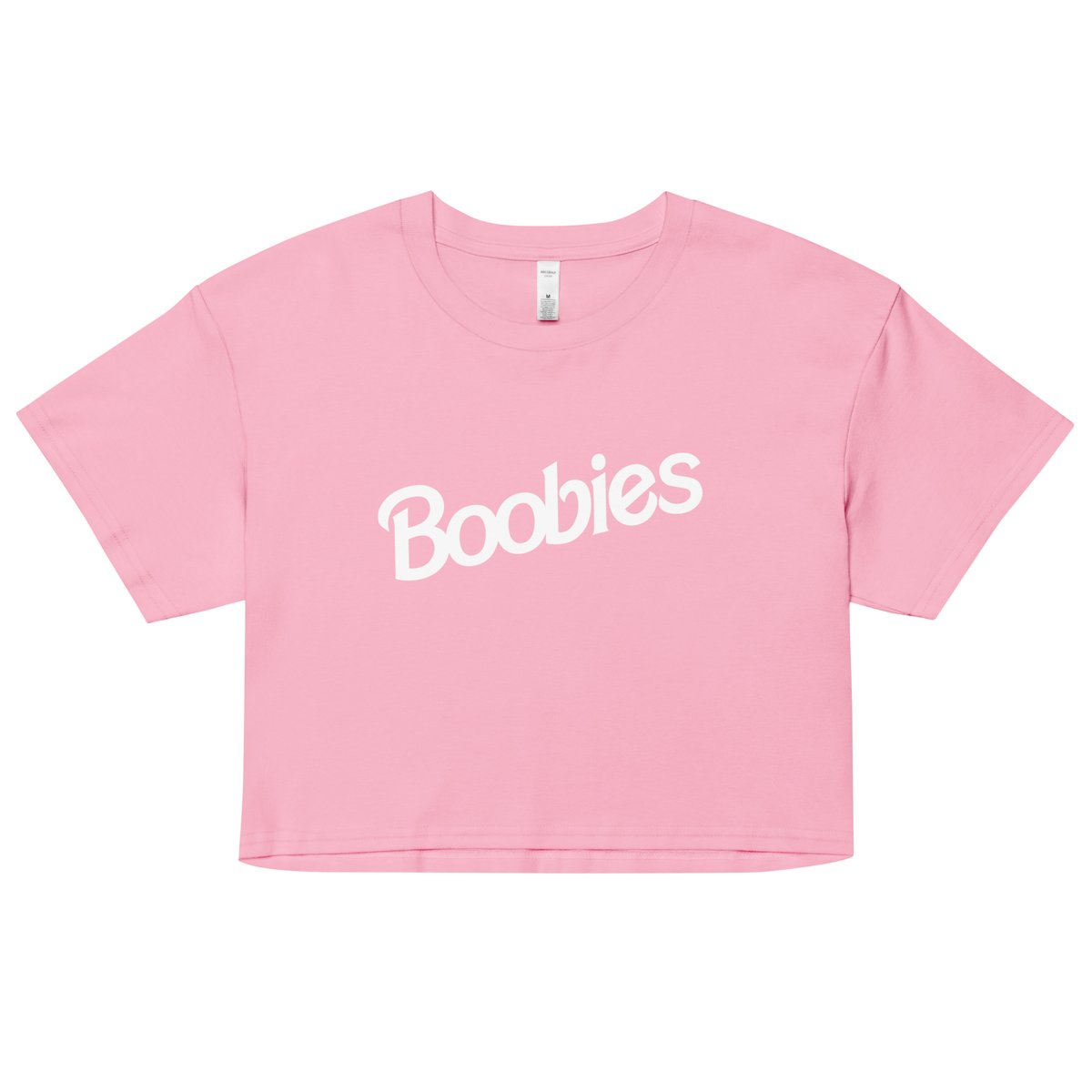 Image of Boobies Pink Crop Top - White Text