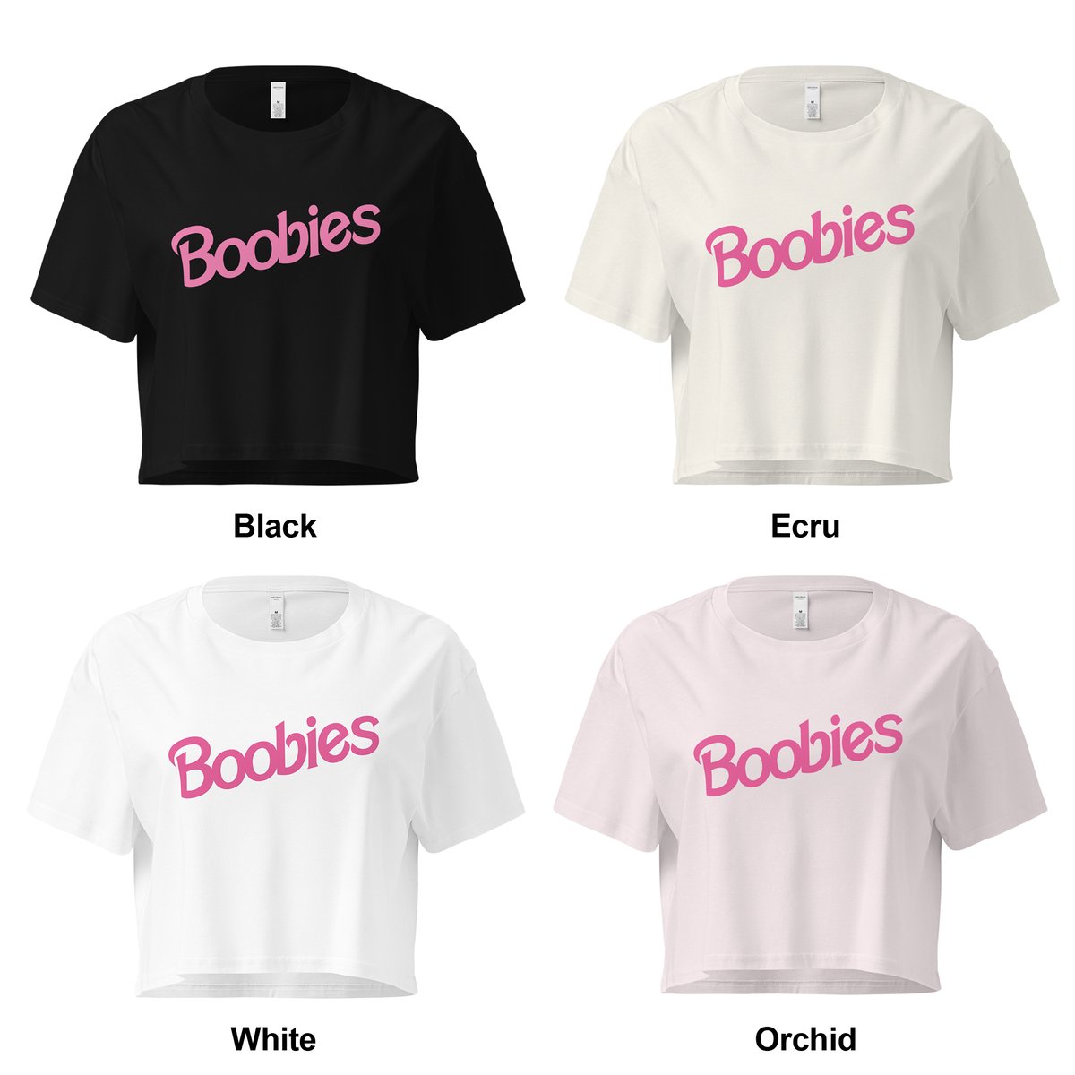 Image of Boobies Crop Top - Pink Text