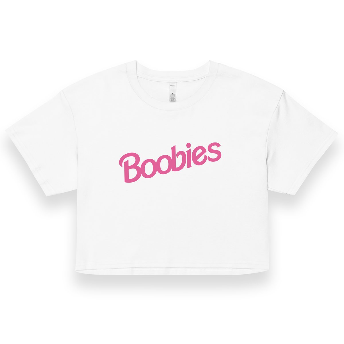 Image of Boobies Crop Top - Pink Text