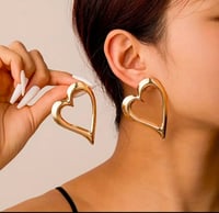 Image 2 of Gold Bohemian Beaded Heart Necklace & Earrings Set