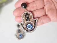 Image 2 of Evil eye rhinestone earrings 