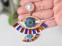 Image 2 of Multicolor rhinestone eye earrings 