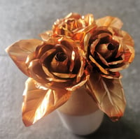 Image 1 of Flame Painted Copper Rose with Silk-Wrapped Stem