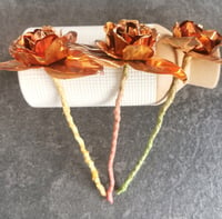 Image 2 of Flame Painted Copper Rose with Silk-Wrapped Stem