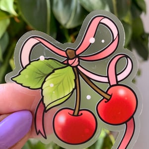 Image of [B GRADE] CLEAR Cherries Coquette STICKER