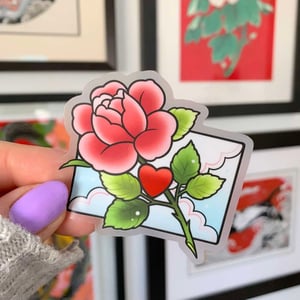 Image of CLEAR Love Letter & Rose STICKER