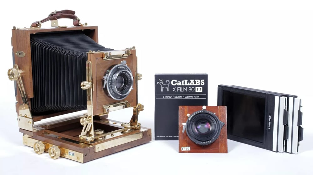 Image of Zone VI "gold" 4X5 Field Camera w/ 150mm + 90mm Lenses + Holders + FILM #5784