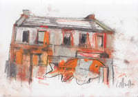 Image 2 of Derelict Building on Maryhill Road with a Goldfish Mural - charcoal and soft pastels 