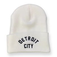 Detroit City Knit Cuff Beanies (White)