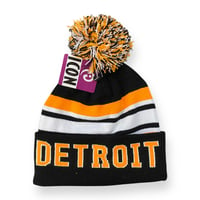 Detroit Pom Beanie (Black & Orange)