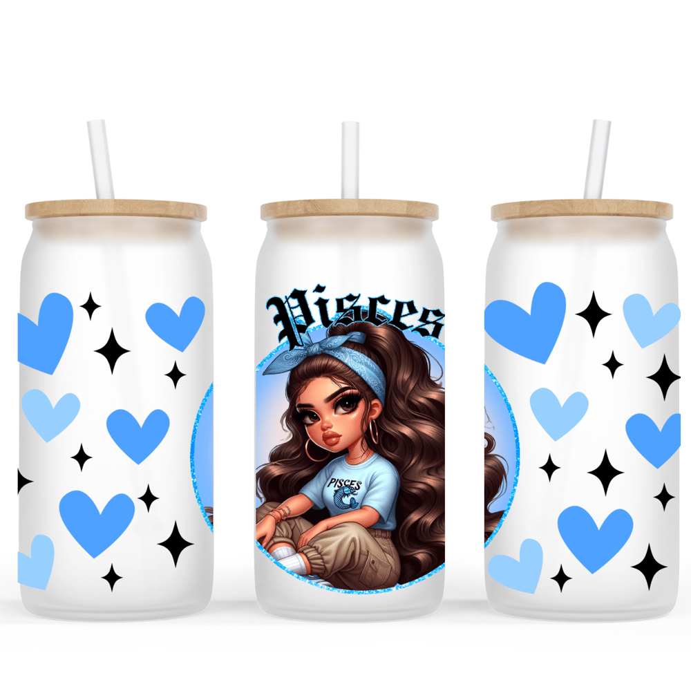 Image of Zodiac Doll (Select Your Zodiac) Glass Cup💖