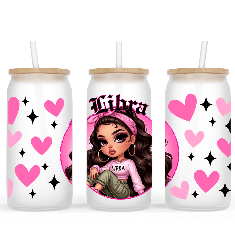 Image of Zodiac Doll (Select Your Zodiac) Glass Cup💖