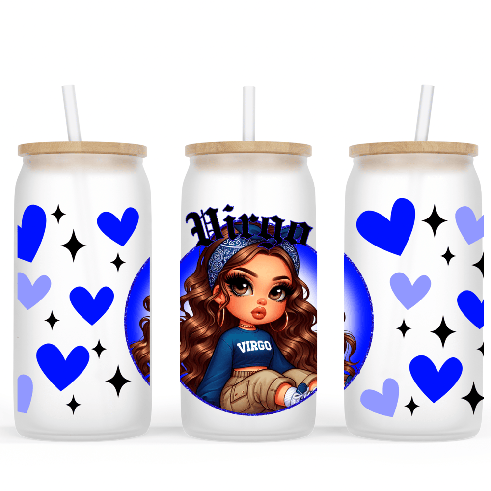 Image of Zodiac Doll (Select Your Zodiac) Glass Cup💖