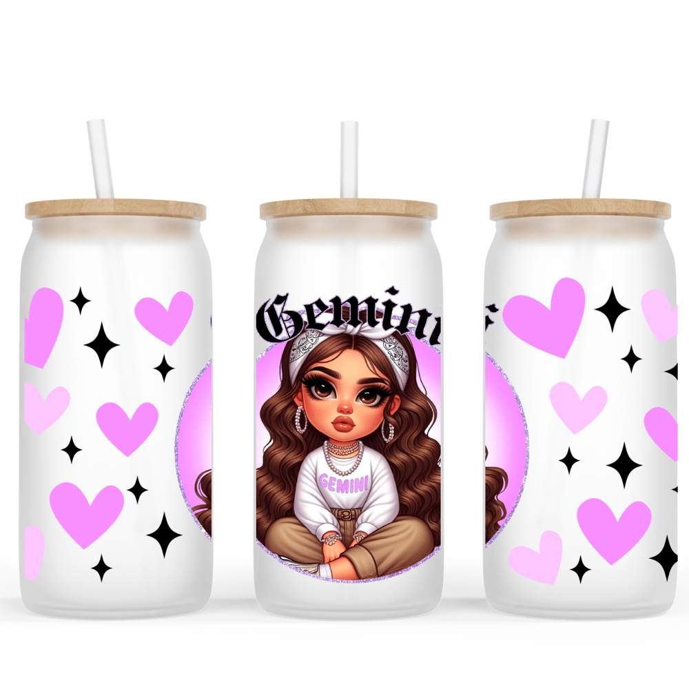 Image of Zodiac Doll (Select Your Zodiac) Glass Cup💖