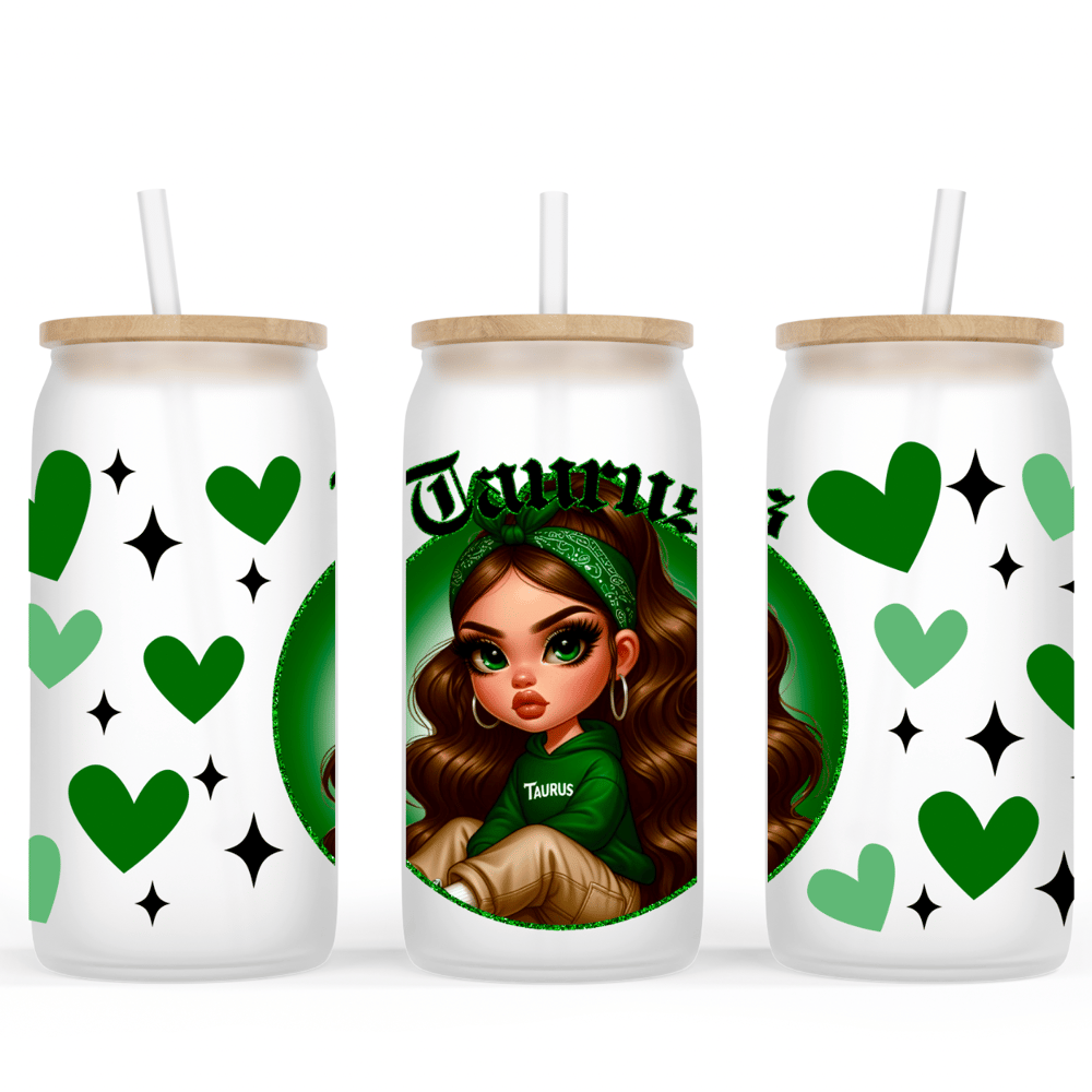 Image of Zodiac Doll (Select Your Zodiac) Glass Cup💖