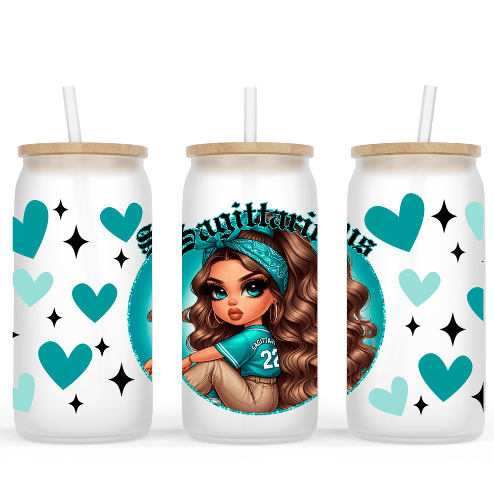 Image of Zodiac Doll (Select Your Zodiac) Glass Cup💖
