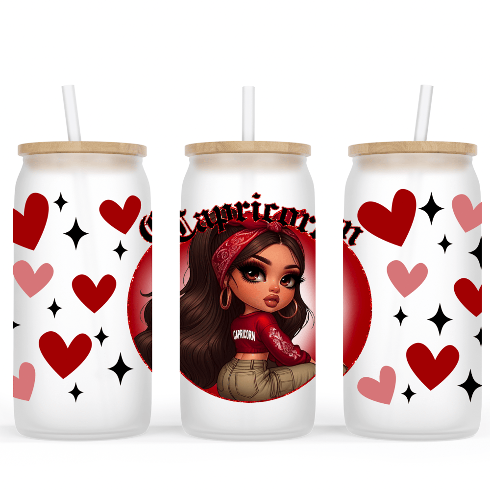 Image of Zodiac Doll (Select Your Zodiac) Glass Cup💖