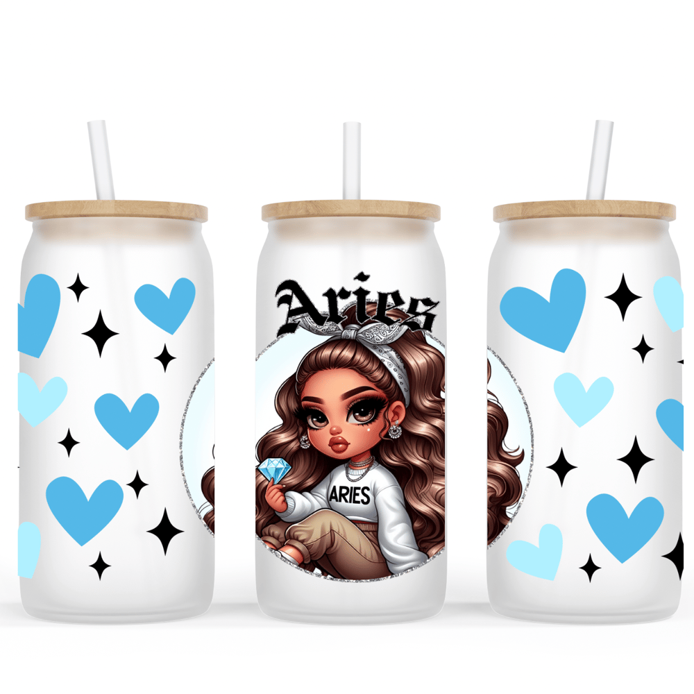 Image of Zodiac Doll (Select Your Zodiac) Glass Cup💖