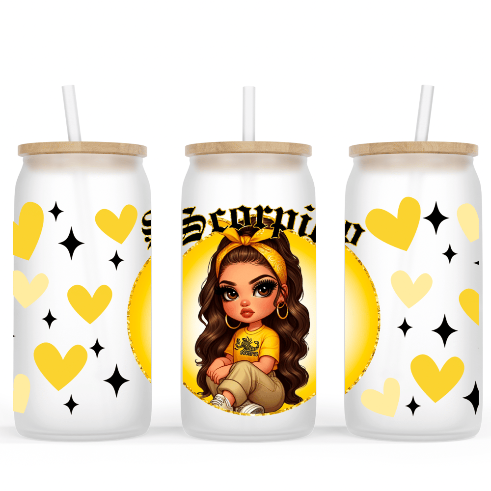 Image of Zodiac Doll (Select Your Zodiac) Glass Cup💖