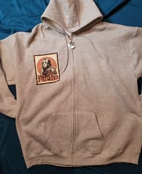 Image 3 of Stevie Nicks front patch hoodie sweatshirt, size XL Light grey full zip hoodie sweatshirt