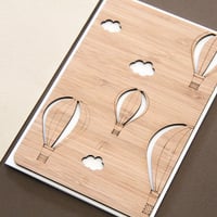 Image 1 of Hot Air Balloons Card. Bamboo Card. Birthday Card For Him. Retirement Card. Graduation Card. 