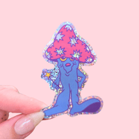 Wizard Mushroom Glitter Sticker By Basement Lagoon