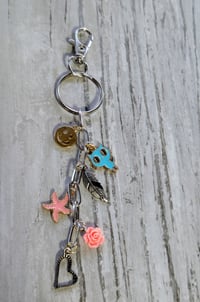 Image 1 of Charming purse charm with pink and blue accents 