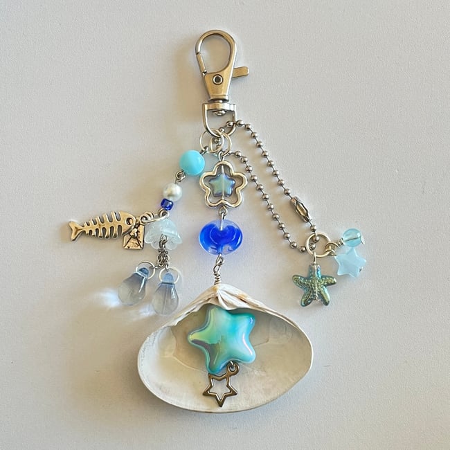 blue star seashell keychain