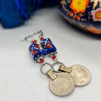 Image 1 of A Bit Boho African Bead & Coin Drop Earrings (BB003)