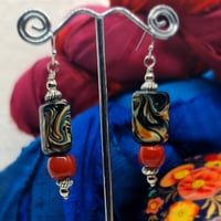 Image 3 of A Bit Boho Ceramic Bead and Silver Earrings (BB004)