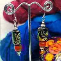 Image 4 of A Bit Boho Ceramic Bead and Silver Earrings (BB004)