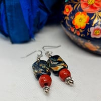 Image 2 of A Bit Boho Ceramic Bead and Silver Earrings (BB004)